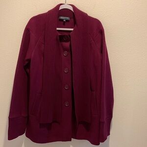 NWT Jones New York Signature Plumberry Womens Swing Coat. Wool/Nylon. Sz Large. 